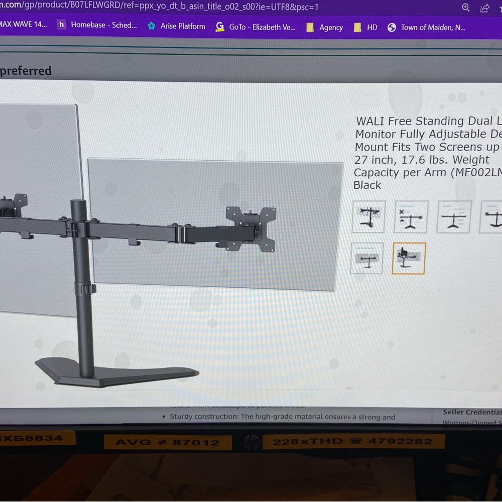 Dual LCD Monitor Fully Adjustable Desk Mount Fit Two Screens